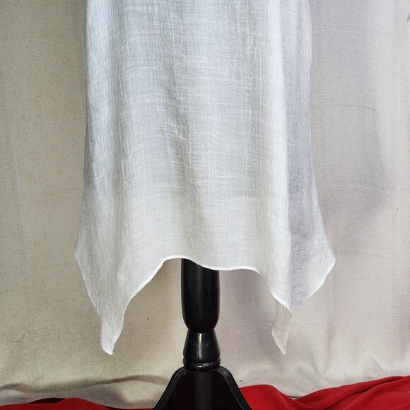 AB Studio White Handkerchief Hem Sleeveless Rayon Poly Gauze Beaded Tank Size XL - Picture 5 of 16